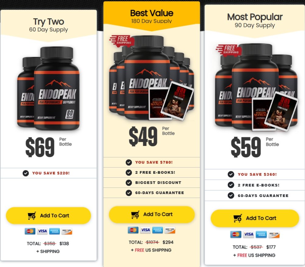EndoPeak best value package deal for stamina and performance supplement